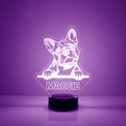 Boxer Dog Acrylic Light Up , Custom Engraved Night Light, Personalized Free, 16 Color Options With Remote Control, Dog, Puppy