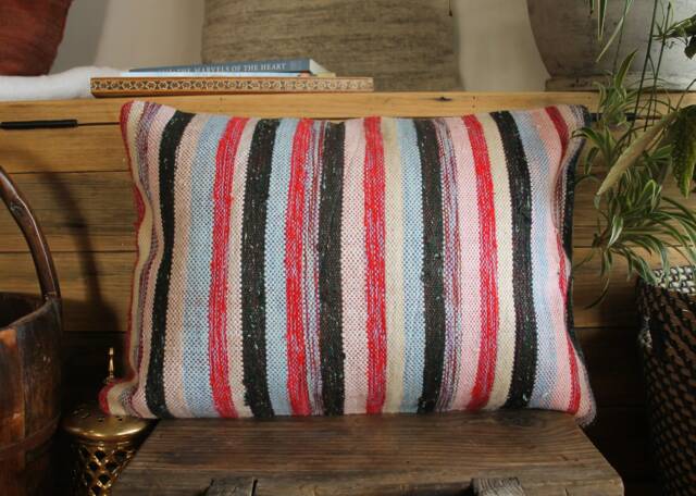 3550cm - 1420In Handwoven Vintage Kilim Cushion Pillow Cover - Stripes Multi Pastels - image 1