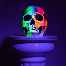 Uv Resin Skull Decor Fluorescent Halloween Sculpture, Table Decor, Gift Ideas - thumbnail 2