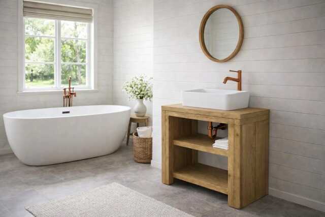 Rustic Washstand Sink Unit Hand Crafted Rustic Bathroom Vanity Wooden Vanities Wash Basin Desk Stand - image 1