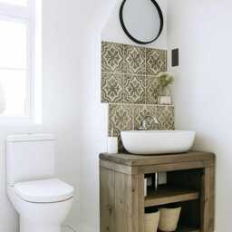 Rustic Washstand Sink Unit Hand Crafted Rustic Bathroom Vanity Wooden Vanities Wash Basin Desk Stand - thumbnail 2