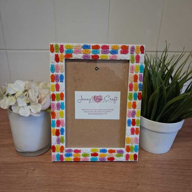 Colourful Fish Acrylic Button Photo Frame 5 X 7 Inches - image 1
