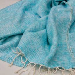 Sky Blue Yak Wool Blanket Hand-Loomed Nepal Travel Shawl Meditation Wrap Throws - thumbnail 3