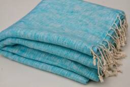 Sky Blue Yak Wool Blanket Hand-Loomed Nepal Travel Shawl Meditation Wrap Throws