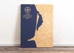 Cape Lookout, Oregon Map - Engraved Wood Coastal Chart Wall Art Sign, Beach House Home Decor Nautical Print, Unique Personalized Family Gift