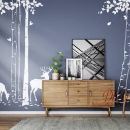 Birch Tree Wall Decal With Deer - Nursery Sticker - thumbnail 3