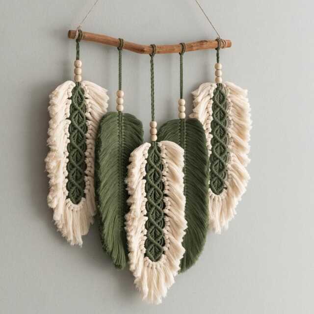 Leaves Wall Hanging, Hippie Tapestry, Unique Gift, Macrame Living Room Decor, Art, New Home Gift L46 - image 1