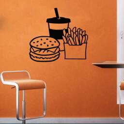 Burger Wall Decal Fast Food Diner Decor T1204 - thumbnail 1