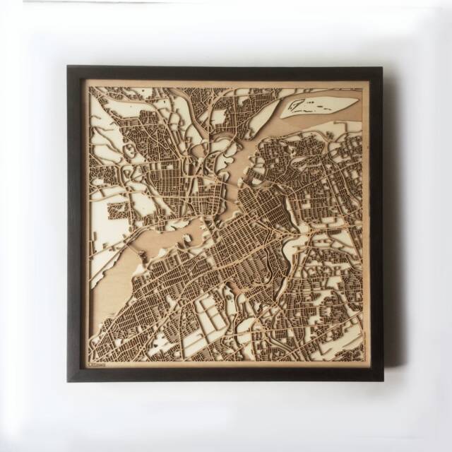 Ottawa Wooden Map Art - Laser Cut 3D City Streets, Framed Wall Decor - image 1