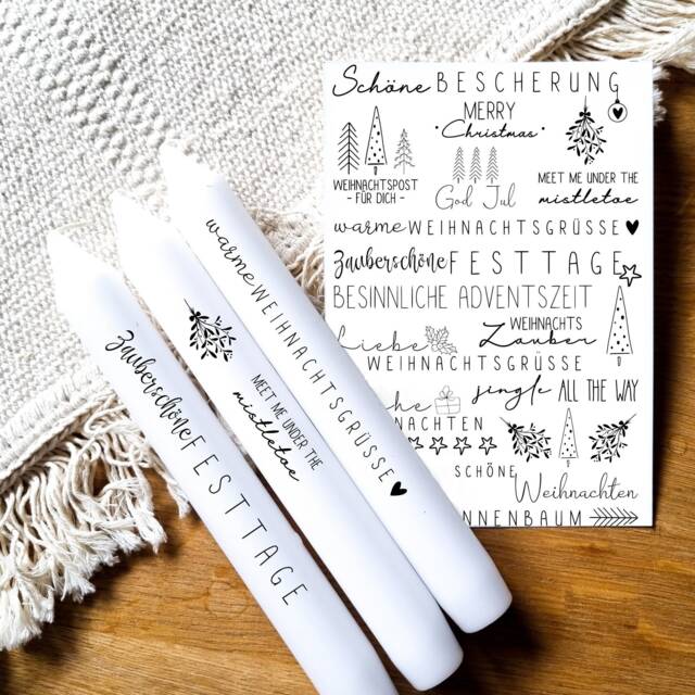 Candle Tattoos With Various Motifs - Waterslide Film Decorating Candles Christmas Candle - image 1