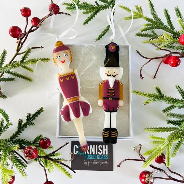 Fused Glass Nut Cracker Or Fairy Christmas Decoration, Tree Decor, Cornish Fused Glass - image 1