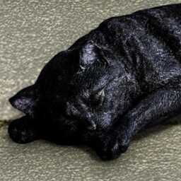 Stone Black Cat Sculpture Relaxed Kitty Figurine Handmade Pet Ornament Concrete Kitten Statue Memorial Garden Decor Pet Lover Gift - thumbnail 2