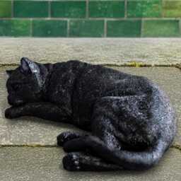 Stone Black Cat Sculpture Relaxed Kitty Figurine Handmade Pet Ornament Concrete Kitten Statue Memorial Garden Decor Pet Lover Gift - thumbnail 4