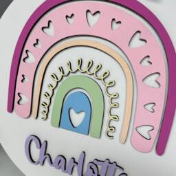 Circular Rainbow Name Wall Plaque - Sign Nursery Decor Childrens Personalised Sign - thumbnail 3