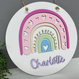 Circular Rainbow Name Wall Plaque - Sign Nursery Decor Childrens Personalised Sign - thumbnail 2