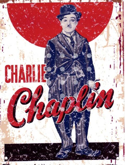 Charlie Chaplin Metal Wall Sign Retro Movie Decor