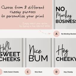 Black & White Cheeky Monkey Print, Choice Of Funny Bathroom Quote, Humour Art, Animal Decor, No Business Print - thumbnail 2