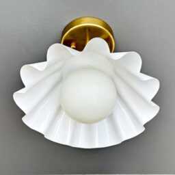 Mid Century Chandelier Lighting Fixtures Brass Semi Flush Mount Ceiling Lights Pendant Light Modern - thumbnail 2