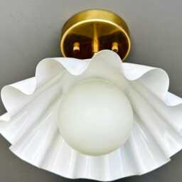 Mid Century Chandelier Lighting Fixtures Brass Semi Flush Mount Ceiling Lights Pendant Light Modern - thumbnail 3