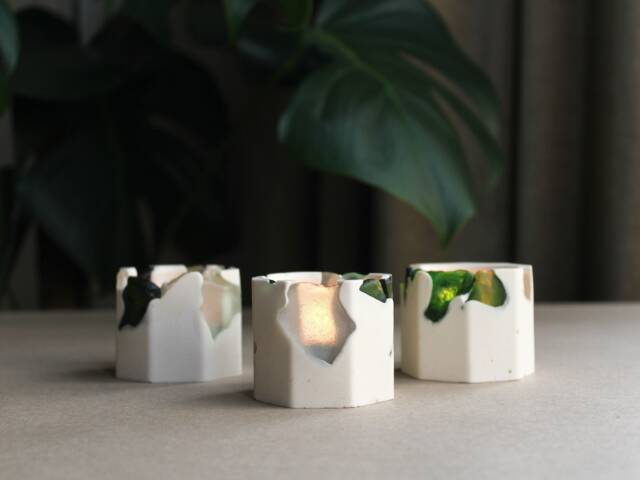 Sea Glass Tealight Holders - Jesmonite Candle Set Of 3 - image 1