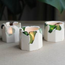 Sea Glass Tealight Holders - Jesmonite Candle Set Of 3 - thumbnail 3