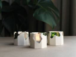 Sea Glass Tealight Holders - Jesmonite Candle Set Of 3 - thumbnail 1