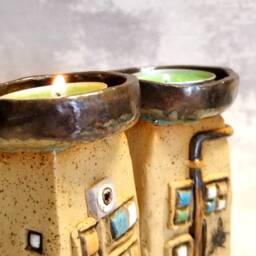 Tea Light Candle Holders, Modern Judaica, Jewish Wedding Gift, Shabbat Holder, Candelabra, Judaic Candlestick Holder - thumbnail 3