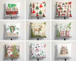 Pine Tree Pattern Cushion Cover/Festive Christmas Pillow Covers/Christmas Deer Case/Snowman Reindeer Top/Winter Trend Pillows