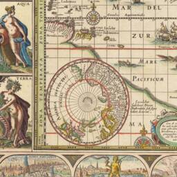 Willem Blaeu 1635 World Map Print Sea Monsters & Wonders - Exceptional Quality 230Gsm Framed, Unframed Free Standard Delivery - thumbnail 3
