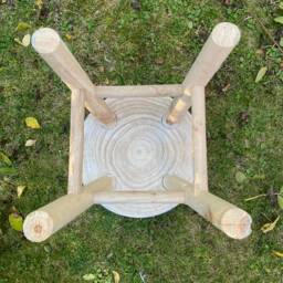 Hand Painted Wooden Stool Blue Milking Seat, Rustic Decor - thumbnail 4
