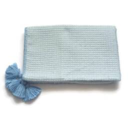 Blue Wool Blanket, Merino Baby Waffle Pure Crib Christmas Gifts, Newborn Organic Boy Soft Blanket - thumbnail 4