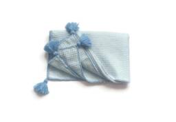 Blue Wool Blanket, Merino Baby Waffle Pure Crib Christmas Gifts, Newborn Organic Boy Soft Blanket