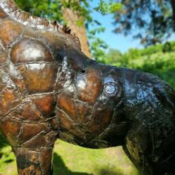 Recycled Metal Handcrafted Giraffe. Garden Outdoor Sculpture, Statue. Safari. Handmade Giraffes - thumbnail 2