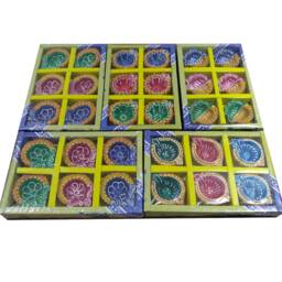 Pack Of 6 Decorative Diwali Diya Clay Tea Light Candle Holder in Assorted Design & Colour - Buy Two Get One Free - thumbnail 1