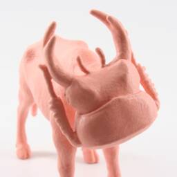 Peach Bull With Beetle Head Matt Varnish Figurine - thumbnail 4