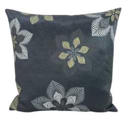 Charcoal Grey Floral Cushion Cover - Gold Geometric Pillowcase - 18x18 - thumbnail 4