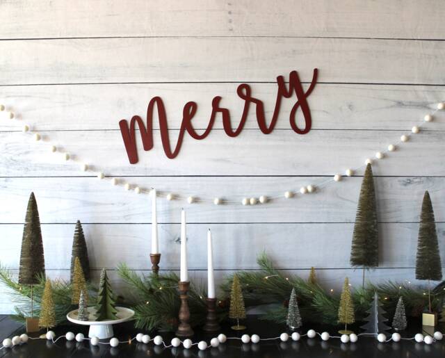 Merry Sign, Wood Christmas Decor, Holiday Rustic Wall Hanging, Home Decor - image 1