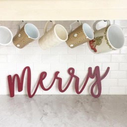 Merry Sign, Wood Christmas Decor, Holiday Rustic Wall Hanging, Home Decor - thumbnail 3