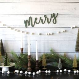 Merry Sign, Wood Christmas Decor, Holiday Rustic Wall Hanging, Home Decor - thumbnail 2