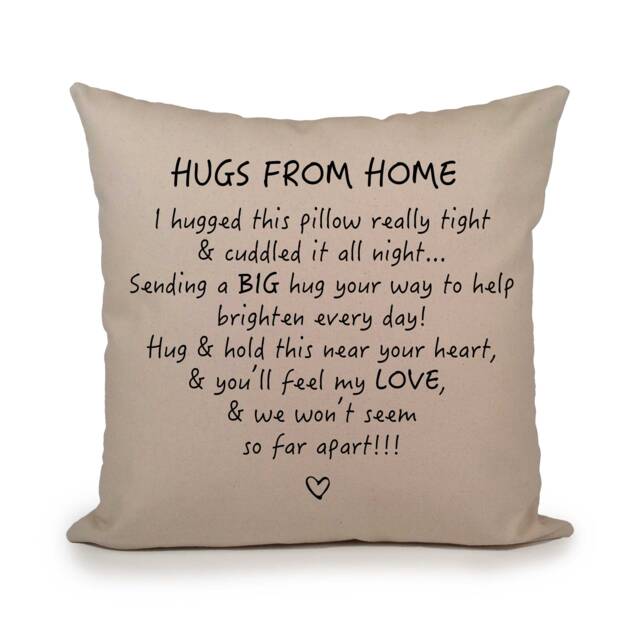 Hugs From Home Throw Pillow, Going Away Gift, Gift For Him, Wedding Gift, College Dorm Birthday Christmas Her - image 1