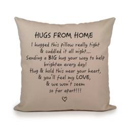 Hugs From Home Throw Pillow, Going Away Gift, Gift For Him, Wedding Gift, College Dorm Birthday Christmas Her - thumbnail 1