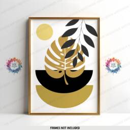 Gold Boho Prints - Set Of 3 Wall - Black Decor Living Room Posters Bedroom Artwork Home Hangings Botanicals - thumbnail 3