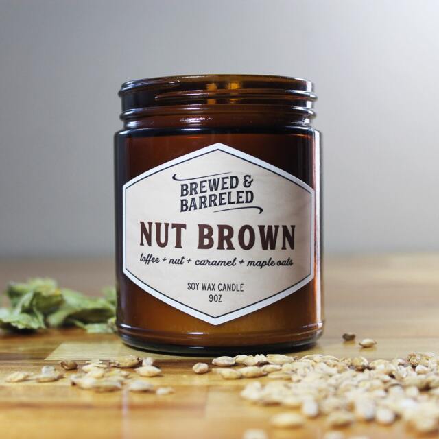 Nut Brown - Beer-Themed Soy Wax Candle 9Oz Jar - image 1