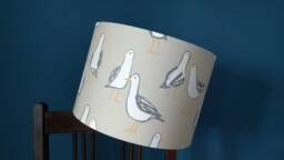 Handmade Sea Gulls Cotton Drum Lampshade Coastal Decor - thumbnail 1