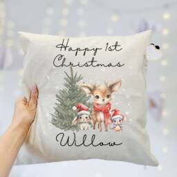 Personalised Christmas Pillow Cover, First Cushion, Family Decor, Decoration - thumbnail 3