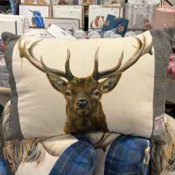 Handmade Harris Tweed Stag Cushion Cover Herringbone Pillow - thumbnail 3