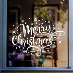 Merry Christmas Sticker For Windows Xmas Shop Display Window Decal Home Decoration - thumbnail 1
