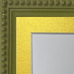 Crown Olive Green Photo Frame With Gold Mount, Wooden Bobbin Distressed - thumbnail 2