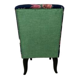 Peacock Fabric Bedroom Chair Mahogany Fluted Legs, Green Seat - thumbnail 3