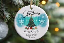 Personalised Christmas Bauble Teacher, Teaching Assistant Nursery Xmas Gift, Ornament, Gift - thumbnail 1